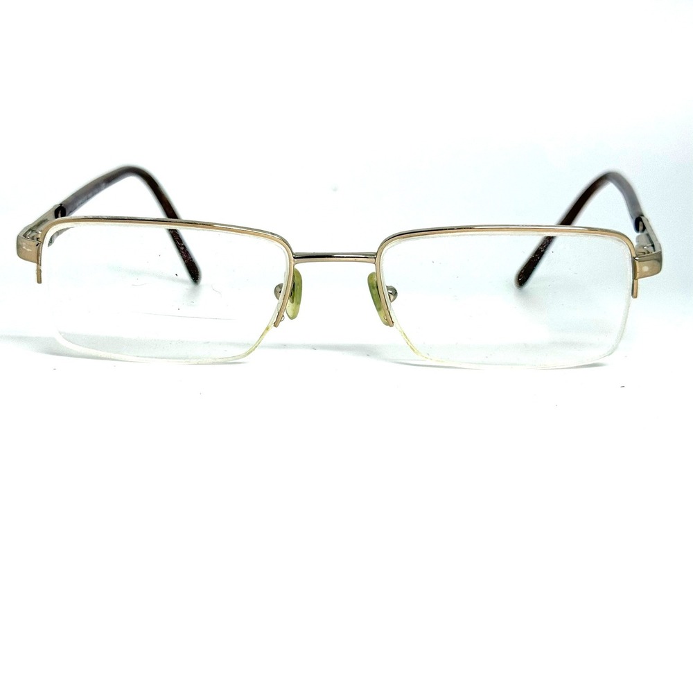 Versace 1053 Gold Brown Tortoise Semi Rimless Rectangular Eyeglasses 50-18-135